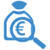 Icono rojo de optimización de costes